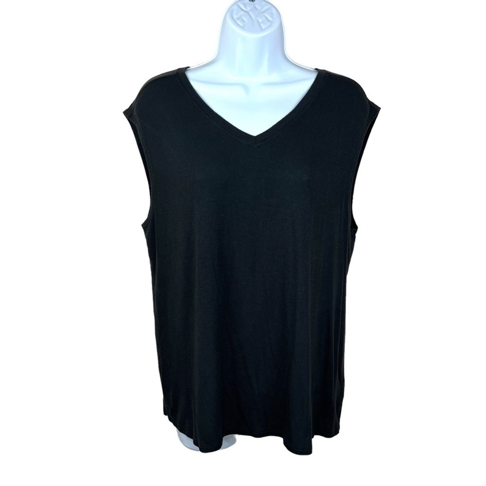 Large Athletic Works Black Soft Cap Sleeve Top Activewear Stretch